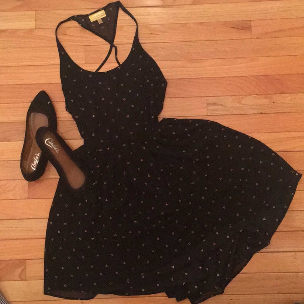 Princess Vera Wang black gold heart backless dress